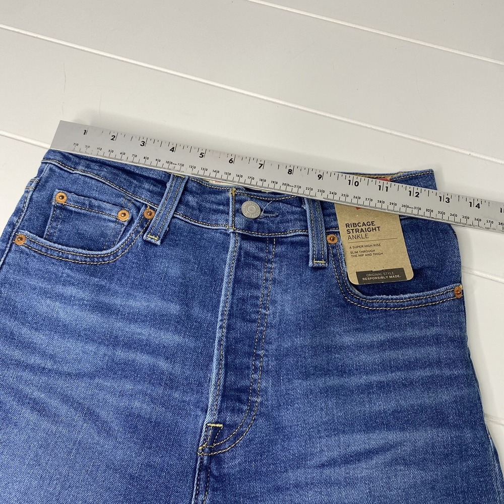 Levis Ribcage Straight Ankle Button Fly Super High Rise Jeans Size 26X27 - Picture 9 of 16
